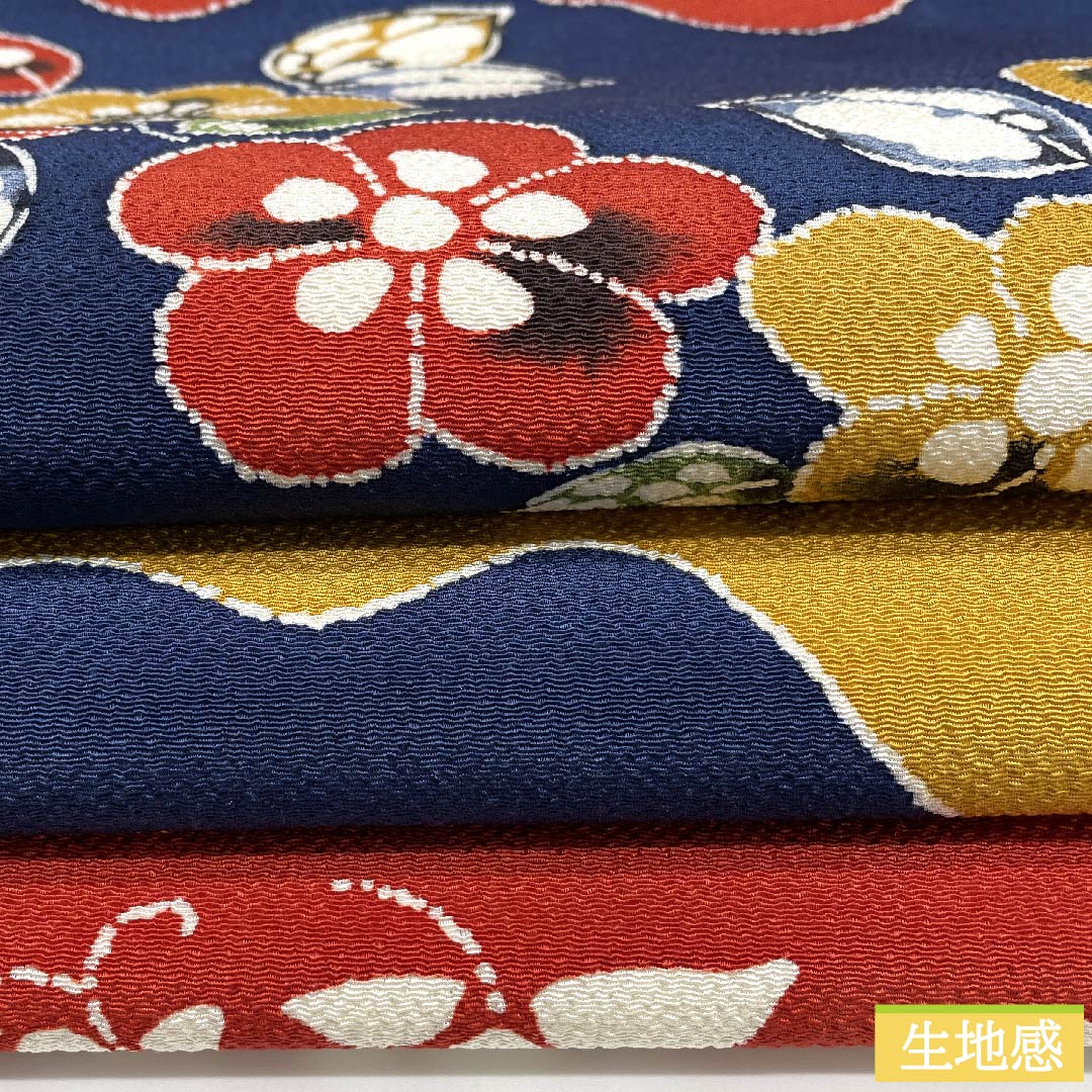 名古屋帯 鉄葡萄色 型染 辻ヶ花 帯丈371.5cm 正絹 Aランク 全通 カジュアル 紺系 1124005403318 名古屋仕立て