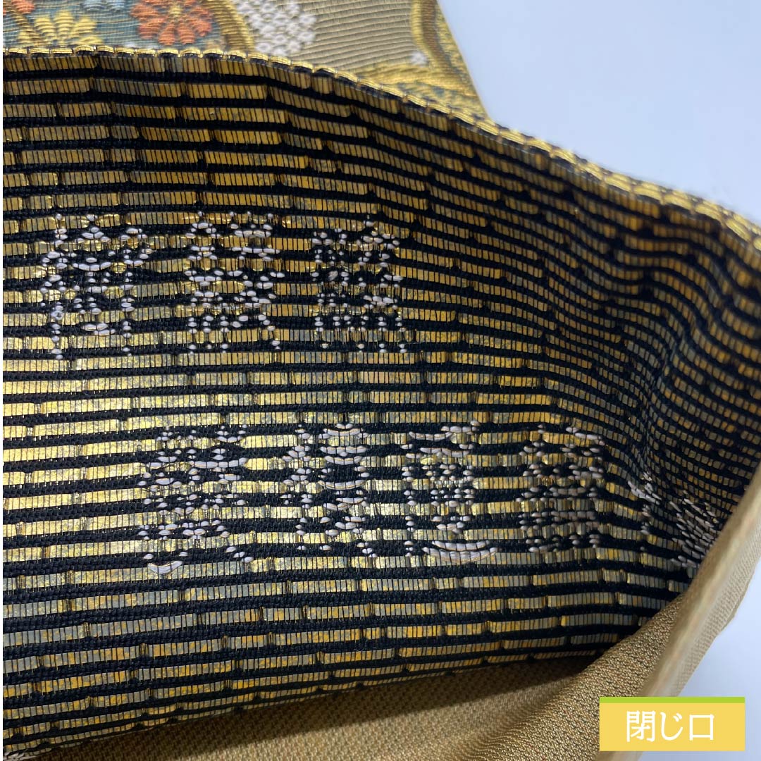 袋帯 正絹 引箔 流水 鹿の子 綾金 帯丈436cm Sランク 六通 フォーマル 金系 1123013462321