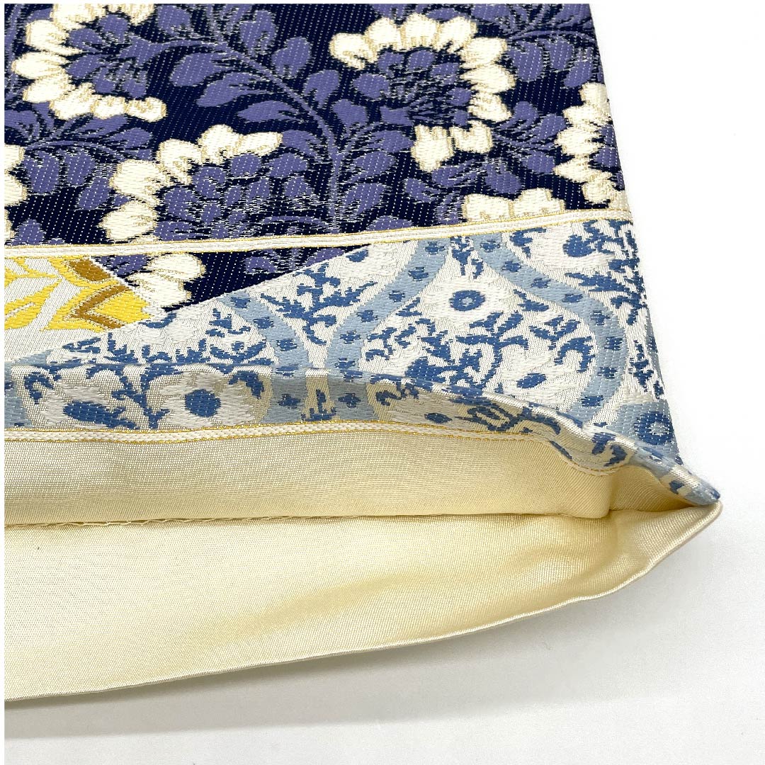 袋帯 白色 振袖用 白綾苑大庭 唐花模様 帯丈451cm 正絹 Sランク 六通 フォーマル 白系 1123009382411