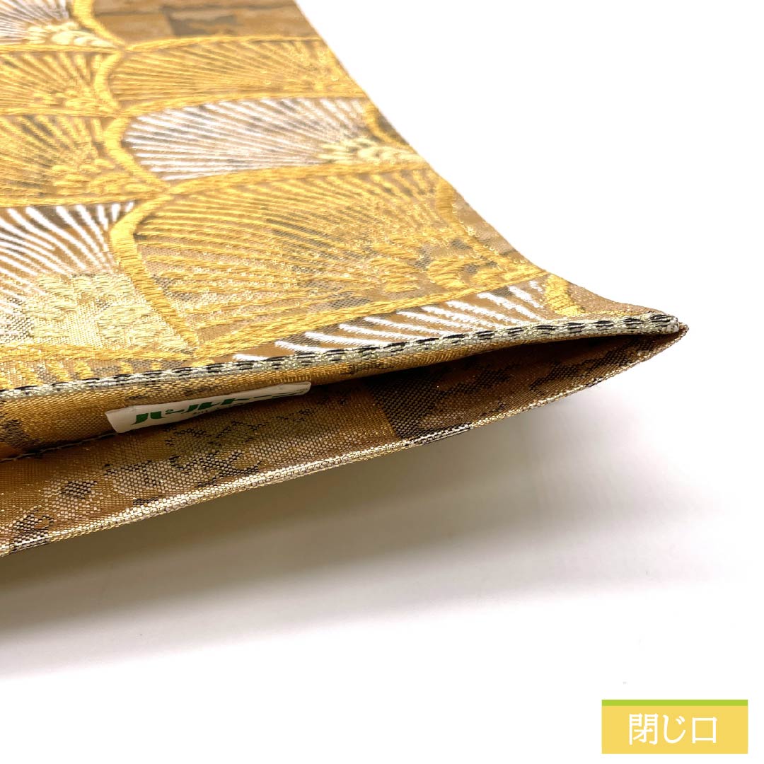 袋帯 正絹 留袖用 扇 石畳 帯丈448cm Sランク 六通 フォーマル 金系 1123014342321