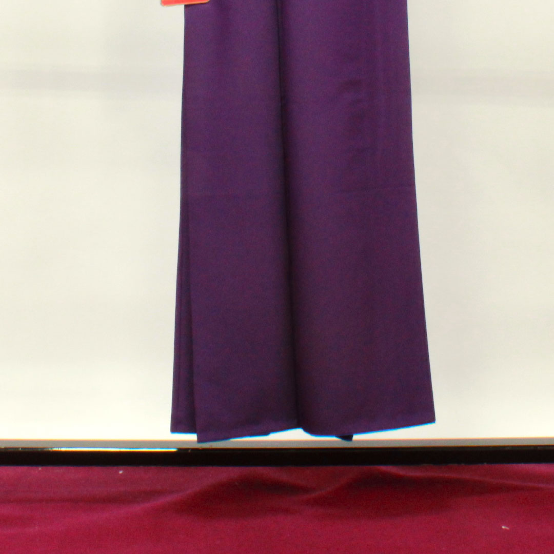 色無地 ポリエステル 茄子紺色 洗える着物 素無地 半衿付き 身丈150.5cm 裄丈64.5cm 胴抜き Sランク 紫系 1114001002120