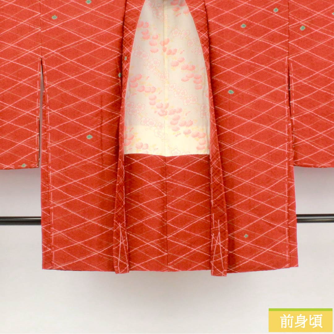 羽織 正絹 Sランク 身丈81.5cm 裄丈67cm 猩々茶色(しょうじょうちゃいろ) 絞り水玉 しつけ糸付き 袷 朱系 1117001442916
