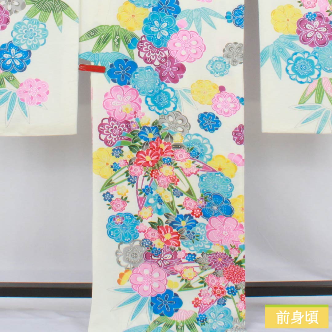 振袖 ポリエステル Sランク 身丈172cm 裄丈67cm 袷 白色 総花 紗綾形 洗える着物 白系 1113002852611
