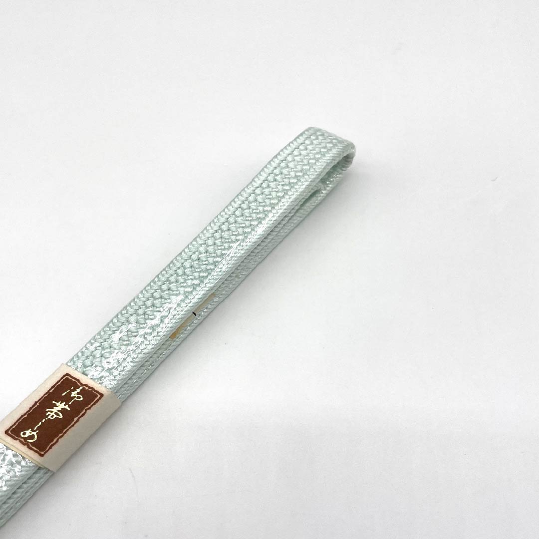 (新古品) 帯締め・帯揚げセット 正絹 Aランク 青白磁色(せいはくじいろ) 絞り 流水 長さ約156cm 幅約1.6cm セミフォーマル 水色系 1141000013324