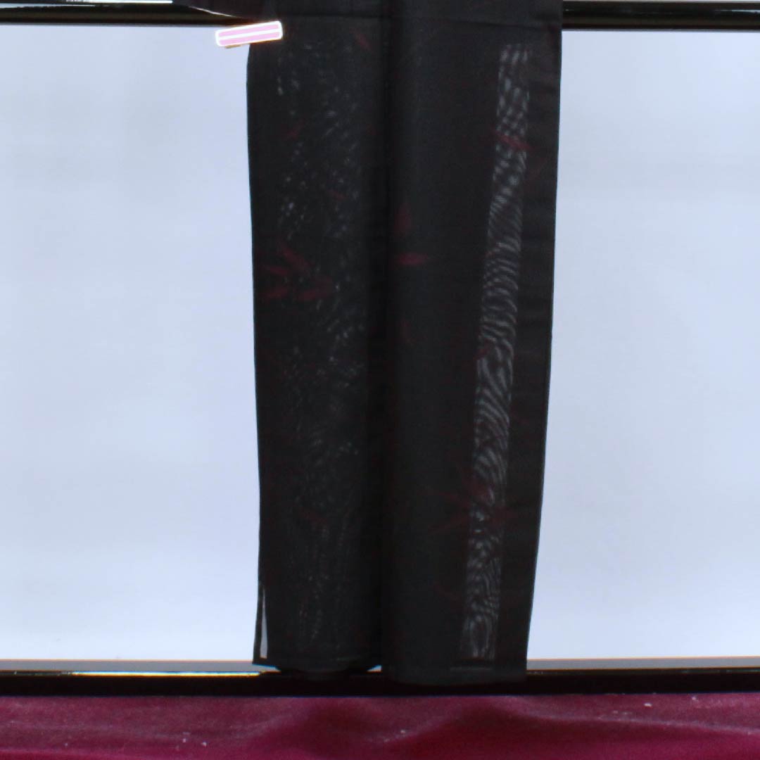 夏物 正絹 小紋 身丈153cm 裄丈61.5cm 黒色 抽象模様 絽 Aランク 黒系 1132000293210