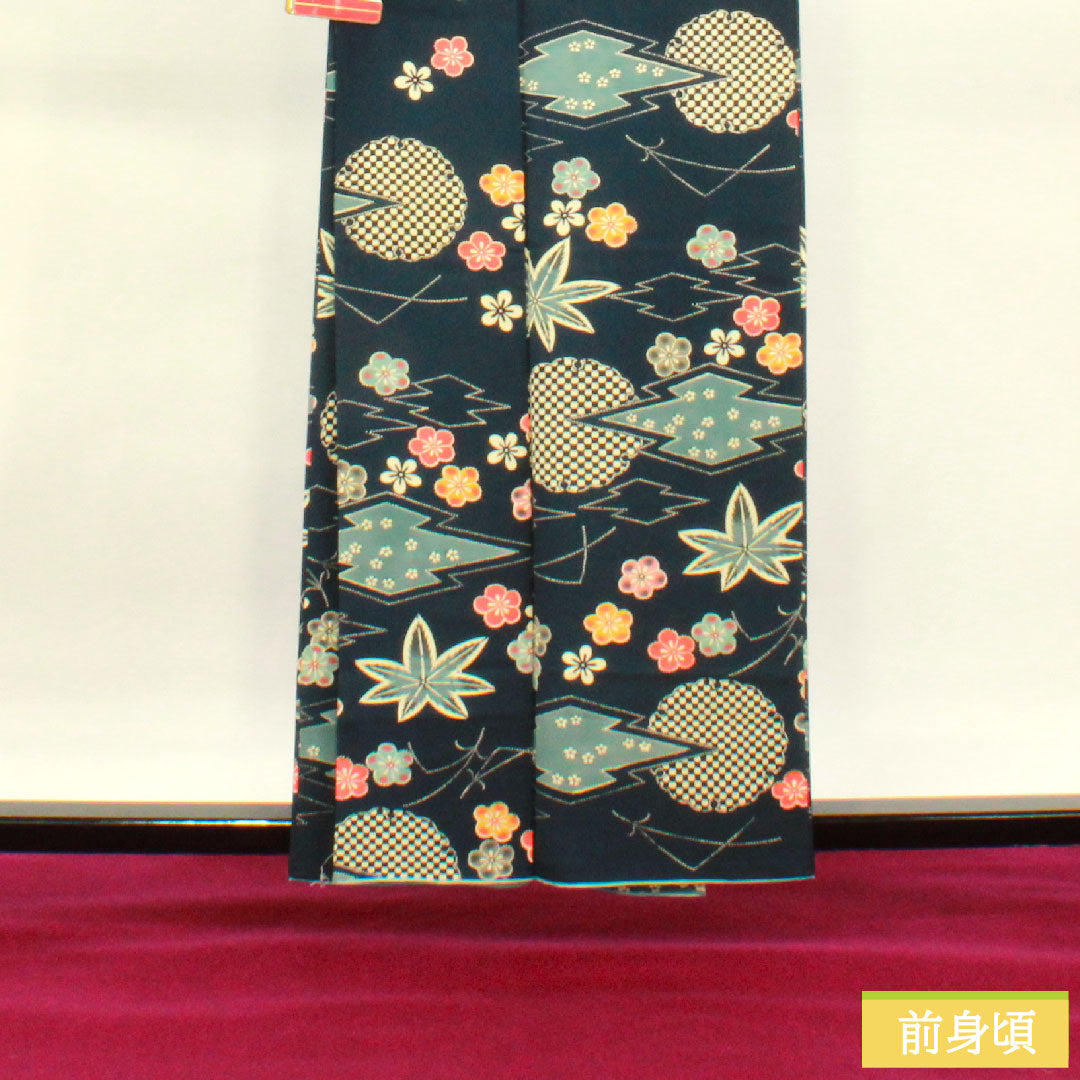 Homongi, pure silk, lined, length 158.5cm, sleeve length 62cm, dark blue, small pattern, tsukesage, Kyoto Bingata, A rank, navy blue, 1112003783318