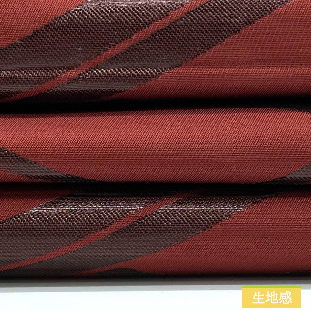 名古屋帯 正絹 Sランク 生臙脂色(しょうえんじいろ) うるし箔 番傘 帯丈353cm 六通 カジュアル 朱系 1124010502316 名古屋仕立て