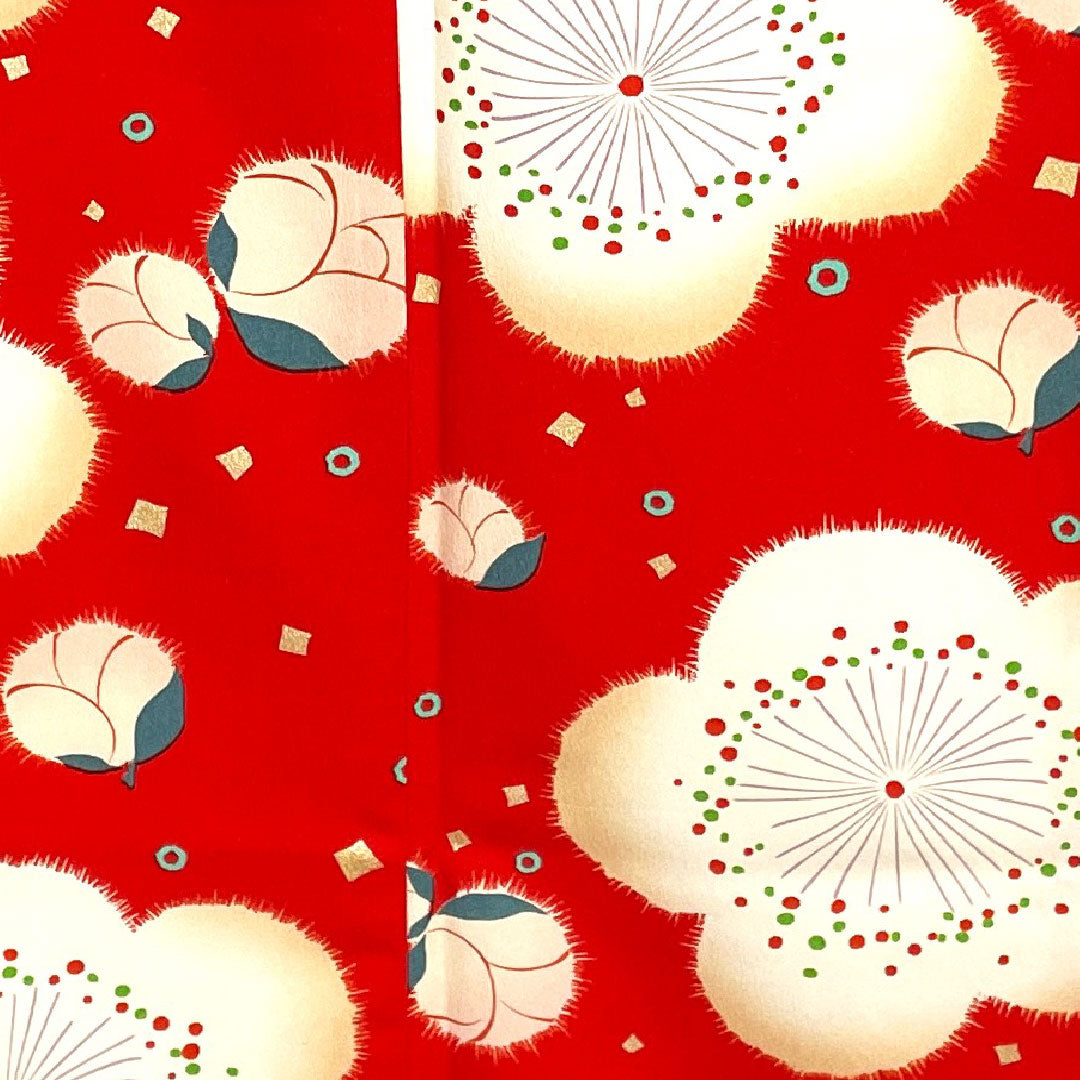 振袖 身丈171.5cm 裄丈67.5cm 袷 土耳古赤色 洗える着物 桜 ポリ Sランク 赤系 1113001082612