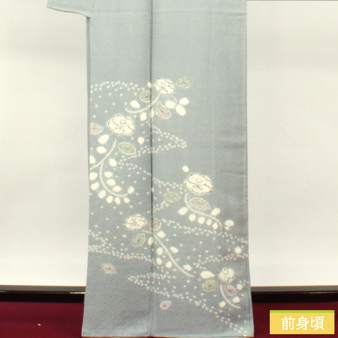 訪問着 正絹 袷 身丈165.5cm 裄丈67cm 空色鼠色(そらいろねずいろ) 辻ヶ花 あやめガード加工 Sランク 青系 1112004732517