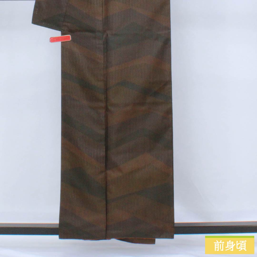 小紋 正絹 Aランク 身丈157.5cm 裄丈64.5cm 袷 抽象模様 黒系 1115006413310