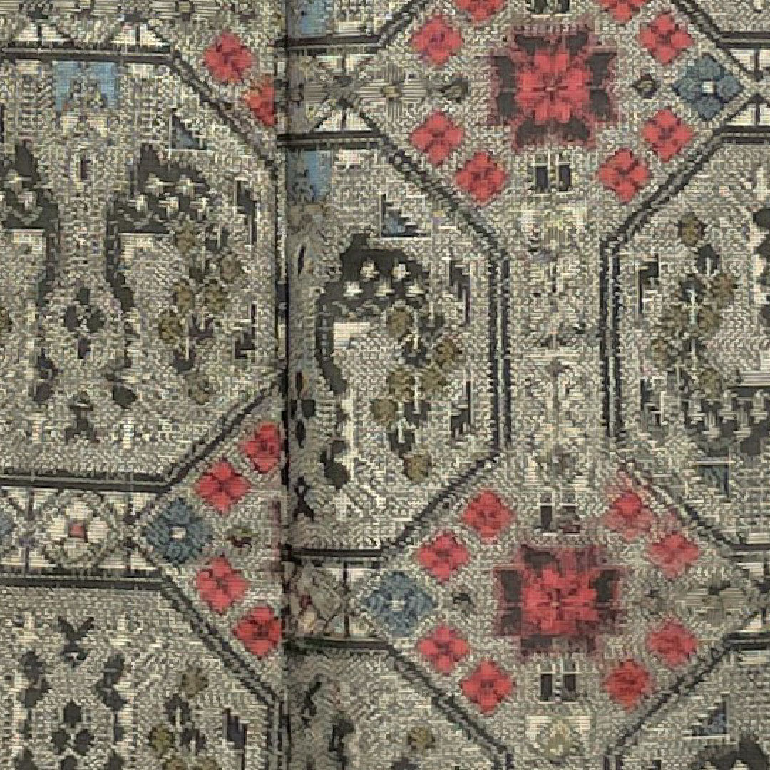 村山大島 身丈155.5cm 裄丈60cm 灰黄緑色 幾何学模様 正絹 Sランク 袷 グレー系 1116001752322