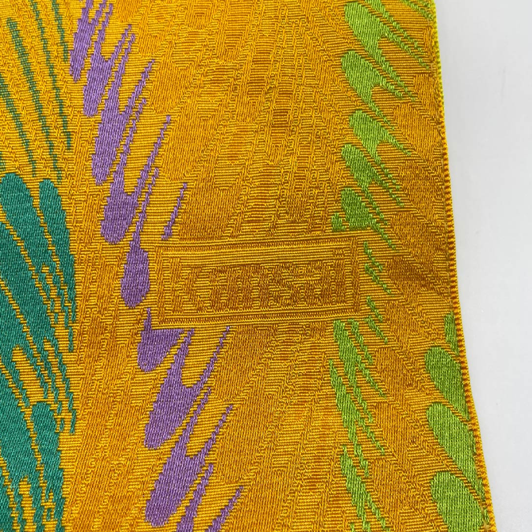 半幅帯 ポリエステル 山吹色(やまぶきいろ) Kansai 抽象模様 帯丈402cm 黄系 Sランク 1125001802423