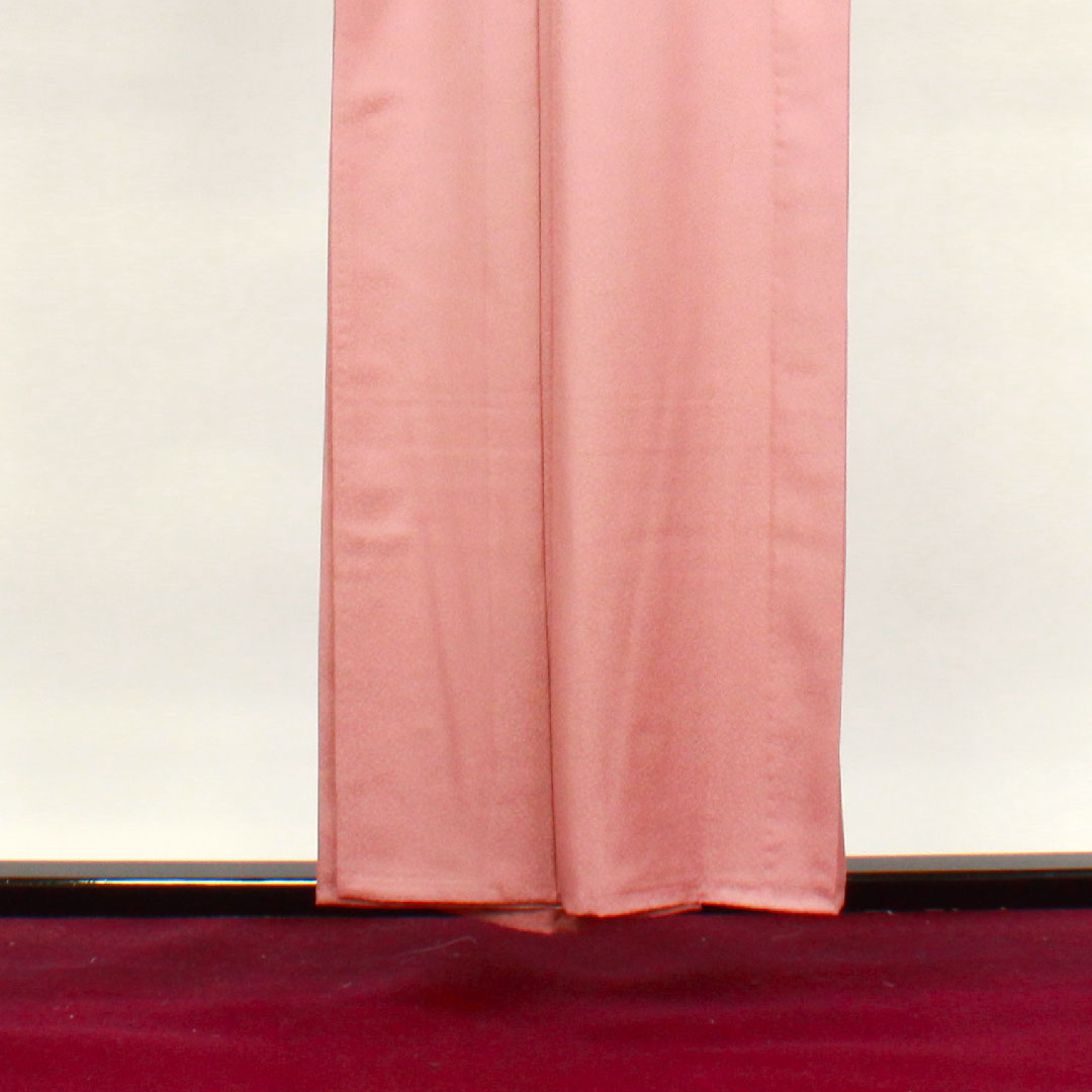 色無地 ポリエステル 帯紅色 洗える着物 しつけ糸付き 中陰桔梗 身丈156.5cm 裄丈61.5cm 単衣 Aランク ピンク系 1114000683313