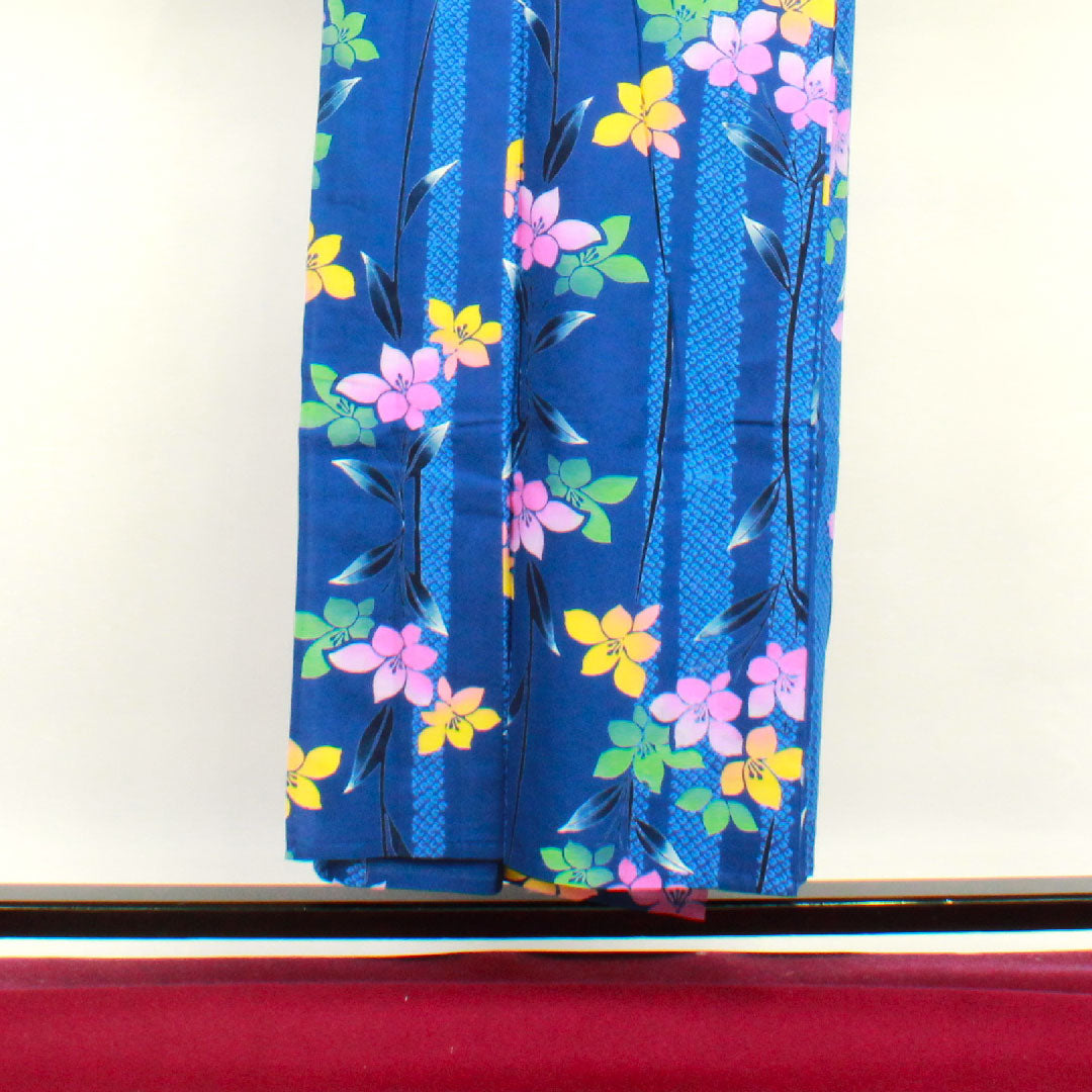 浴衣 濃桔梗色 すみれ 木綿 Sランク 単衣 身丈152cm 裄丈66.5cm 青系 1118001022217