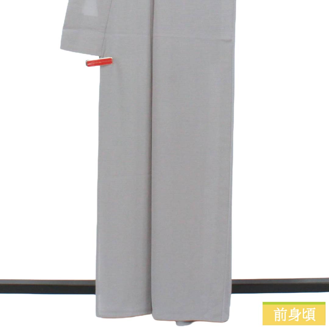 夏物 ポリエステル 色無地 Sランク 身丈163cm 裄丈65cm 薄墨色(うすずみいろ) 素無地 洗える着物 絽 グレー系 1132003312422