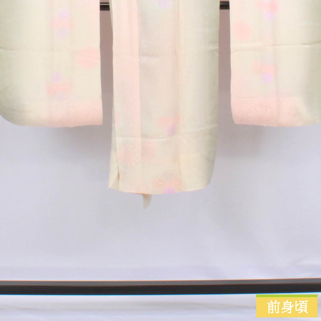 長襦袢 正絹 Sランク 身丈119cm 裄丈61.5cm 単衣 乙女色(おとめいろ) ボカシ染 菊 半衿付き ピンク系 1129000842113