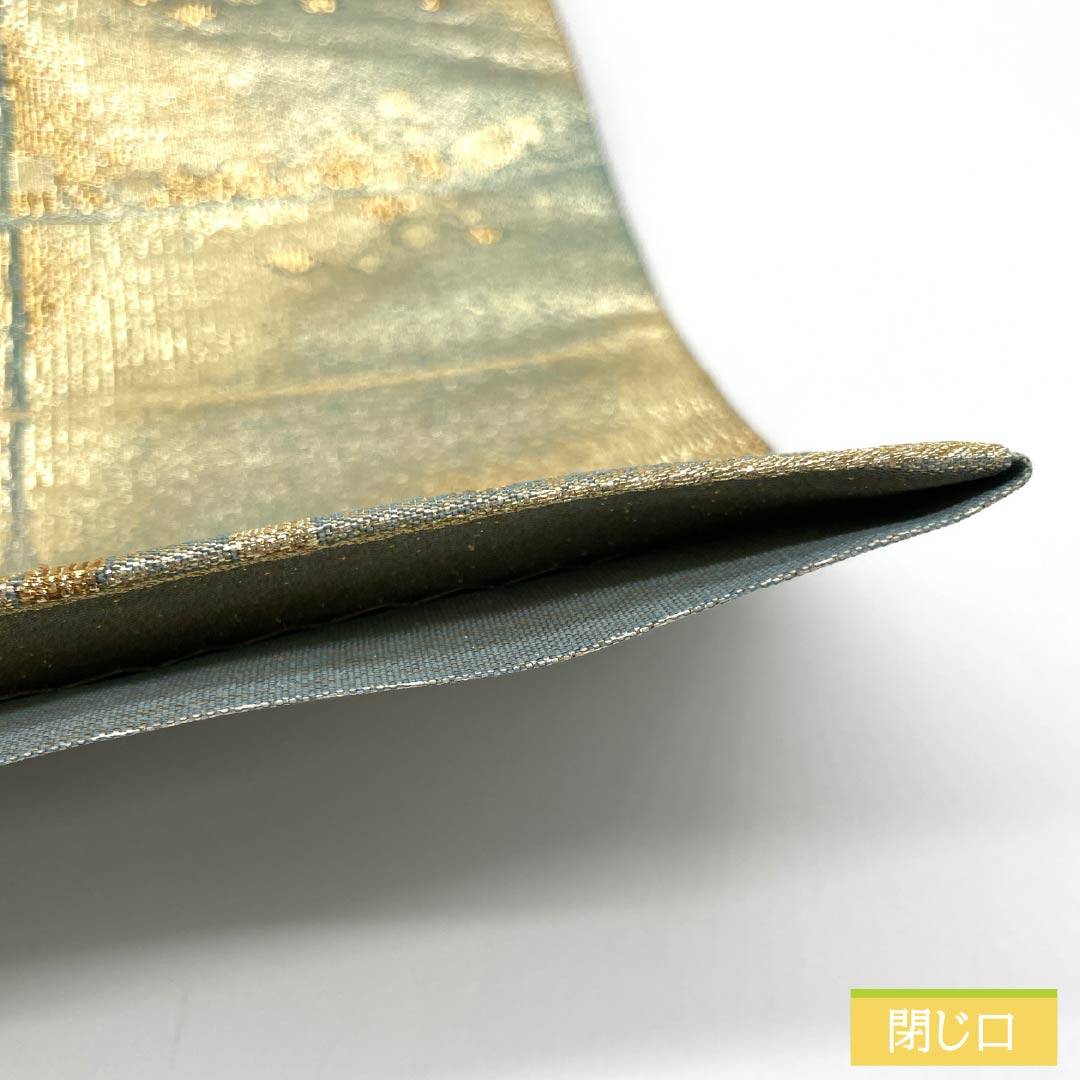 袋帯 正絹 水浅葱色(みずあさぎいろ) 留袖用 抽象模様 四角 帯丈440cm Sランク 六通 フォーマル 水色系 1123013472324