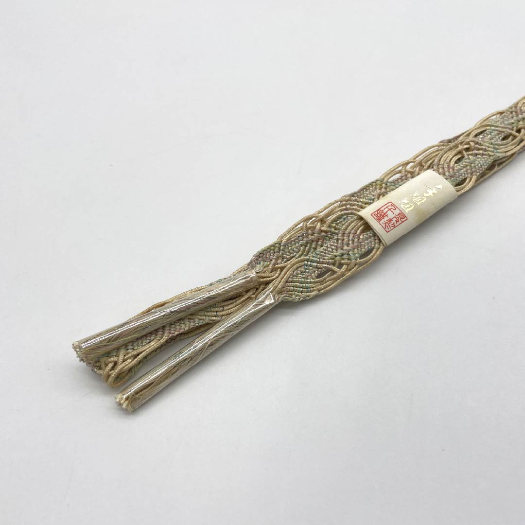 (Like new) Obijime and Obiage Set, Pure Silk, S-Rank, Tonokoiro (Stainless Steel), Length: Approx. 160cm, Width: Approx. 1.5cm, Semi-Formal, Beige, Product Number: 1141000102325