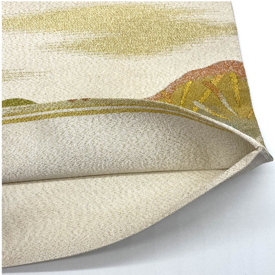 袋帯 生成り色(きなりいろ) 綴れ織 松 帯丈438cm 正絹 Aランク 六通 フォーマル クリーム系 1123007023315