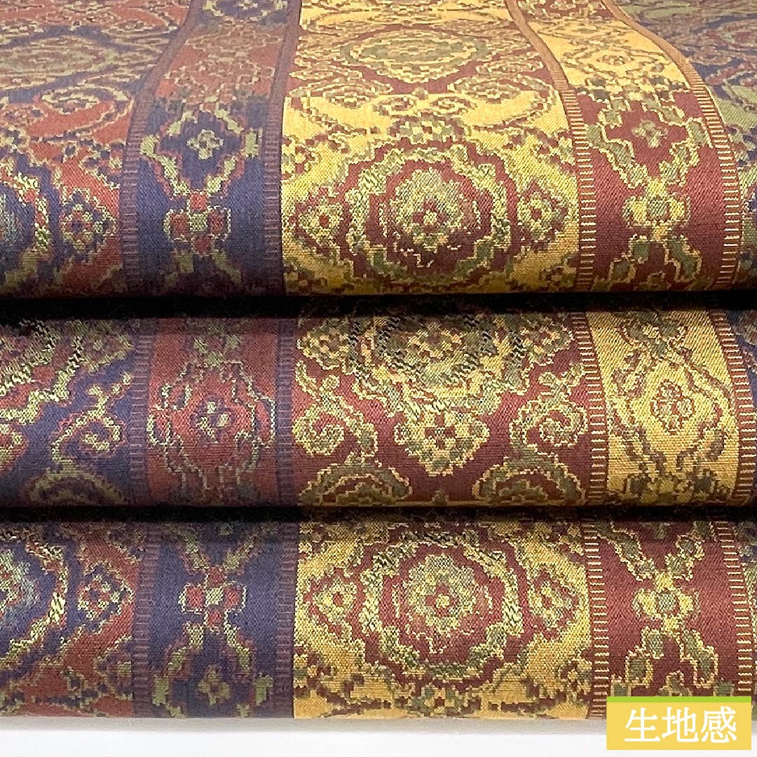 名古屋帯 小豆茶色 紹巴織 古典柄 正倉院文様 帯丈358cm 正絹 Sランク 全通 カジュアル 茶系 1124005322314 開き仕立て