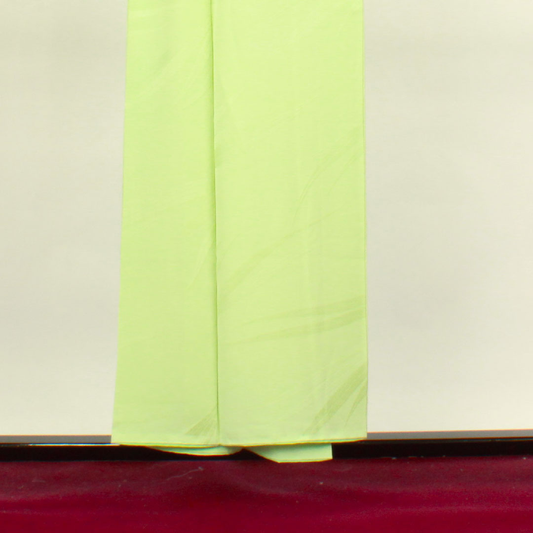 色無地 正絹 黄緑色 笹 身丈151.5cm 裄丈62cm 袷 Sランク 緑系 1114000892219