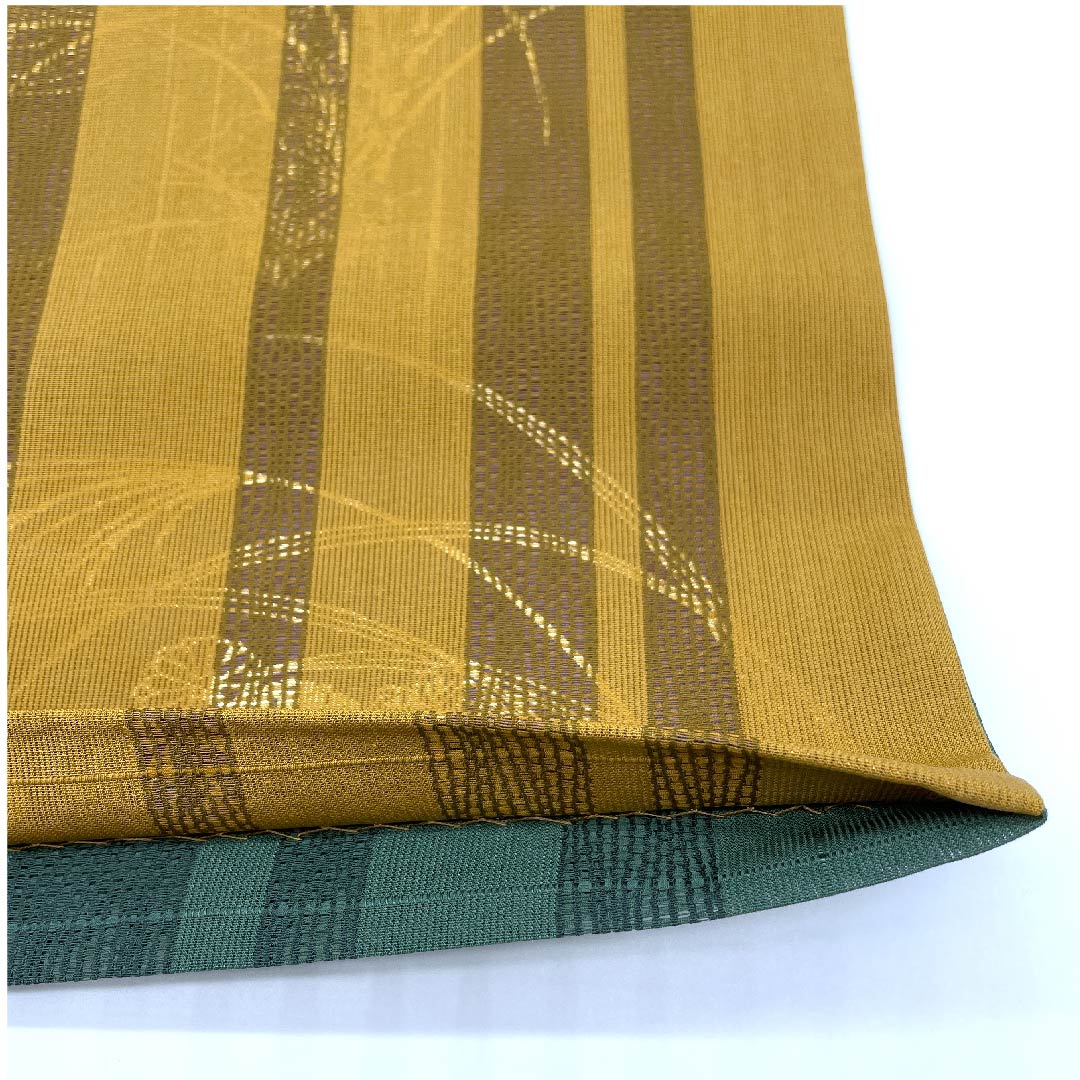 袋帯 狐色(きつねいろ) 夏帯 すすき 花模様 夏物 帯丈438cm 正絹 Sランク 全通 カジュアル 黄系 1123007732323