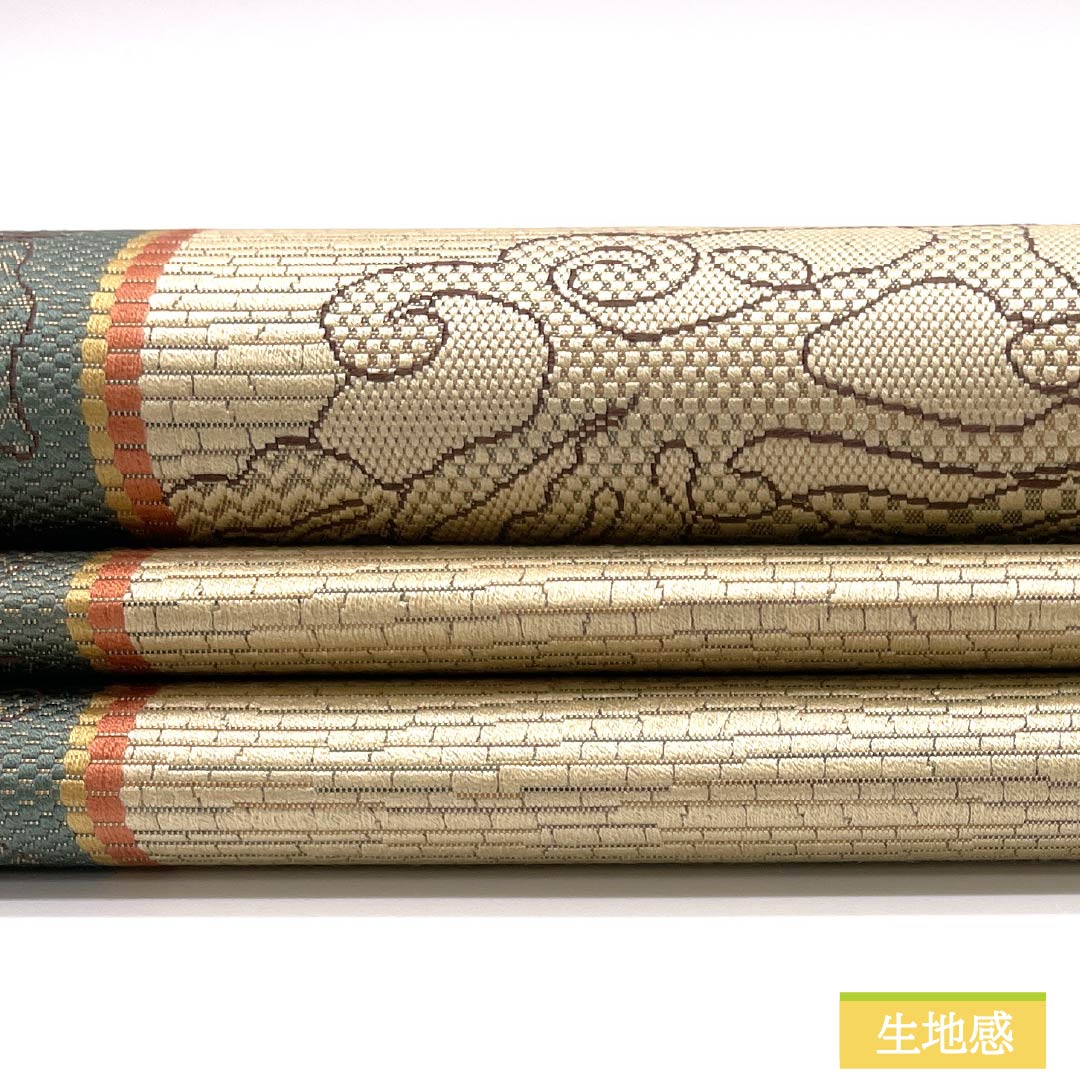 Nagoya obi, Tokyo white-brown, abstract floral pattern, obi length 350cm, pure silk, S rank, six-pass, casual, beige, 1124008012325, Nagoya-made
