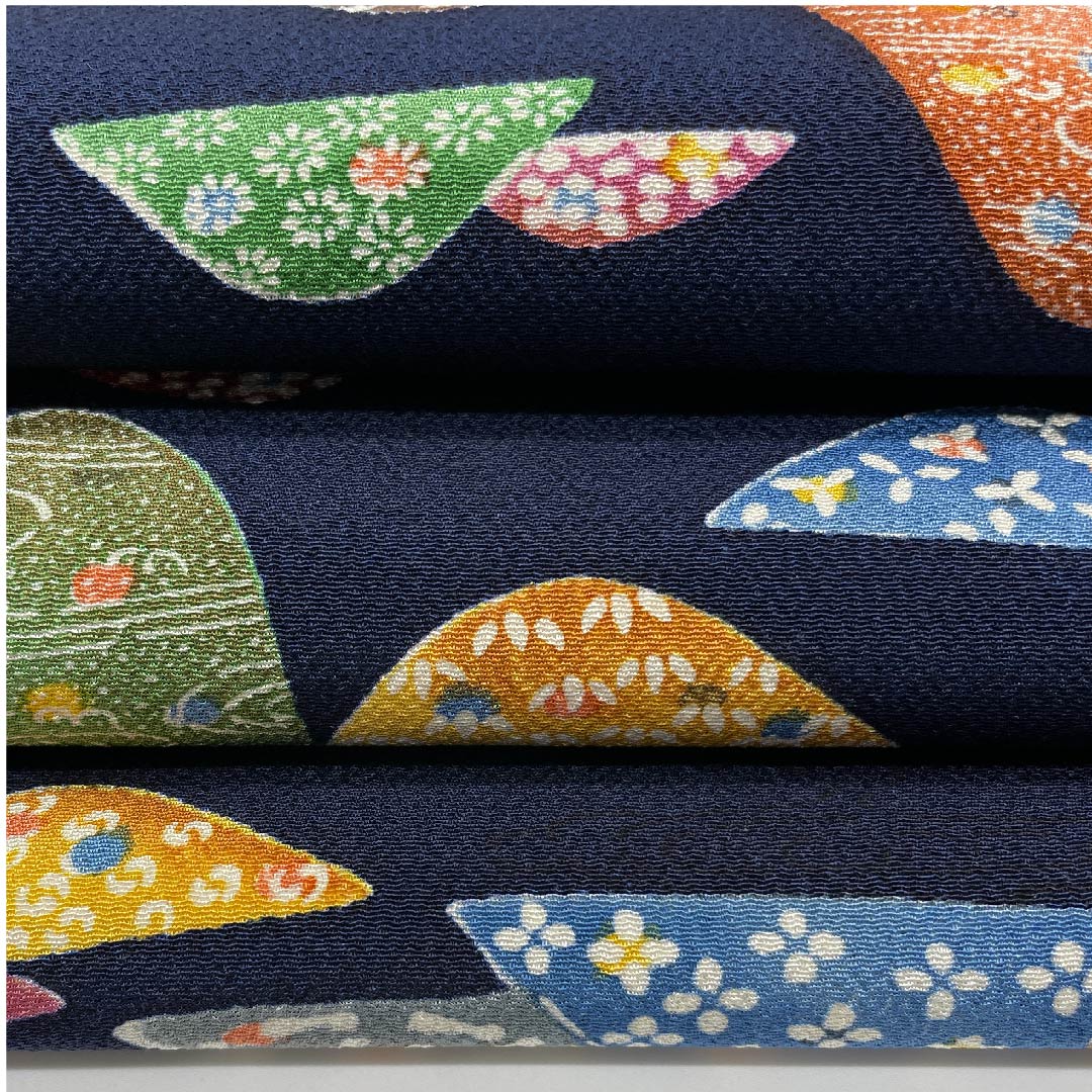 名古屋帯 鉄葡萄色 型染 京紅型 山 帯丈341.5cm 正絹 Sランク 全通 カジュアル 紺系 1124004972318 名古屋仕立て