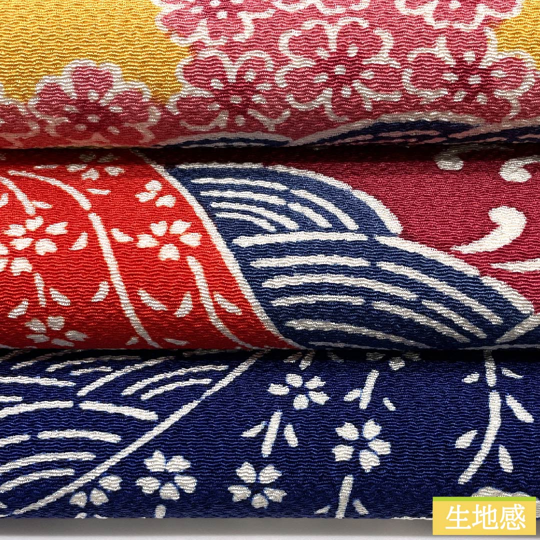 名古屋帯 紺瑠璃色 京紅型 遠山柄 桜 帯丈351cm 正絹 Sランク ポイント柄 カジュアル 青系 1124005472317 名古屋仕立て