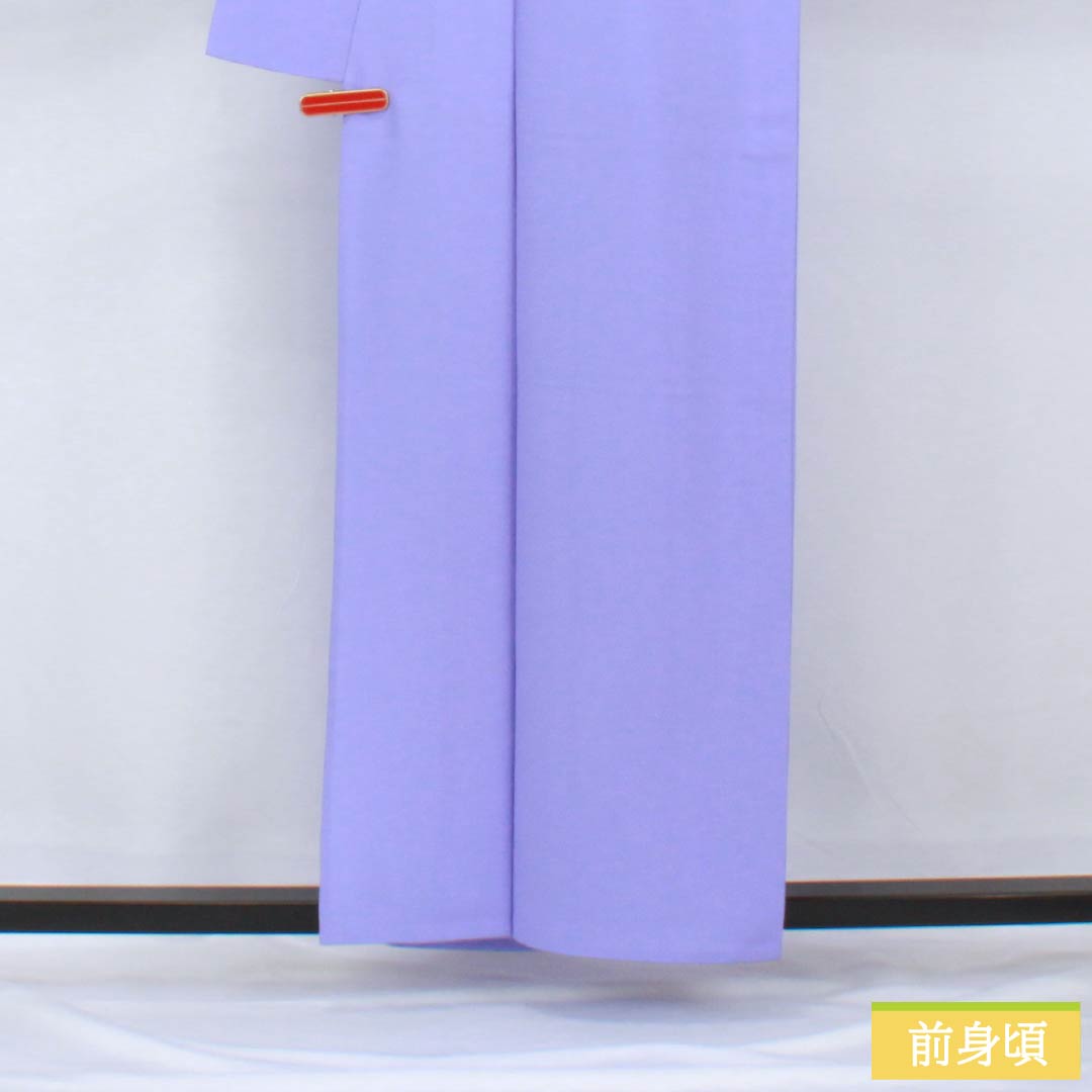 Solid-colored polyester kimono, length 158cm, sleeve length 66cm, gentian-colored (rindou-iro), washable, single-layer, S rank, purple, product number 1114002192320