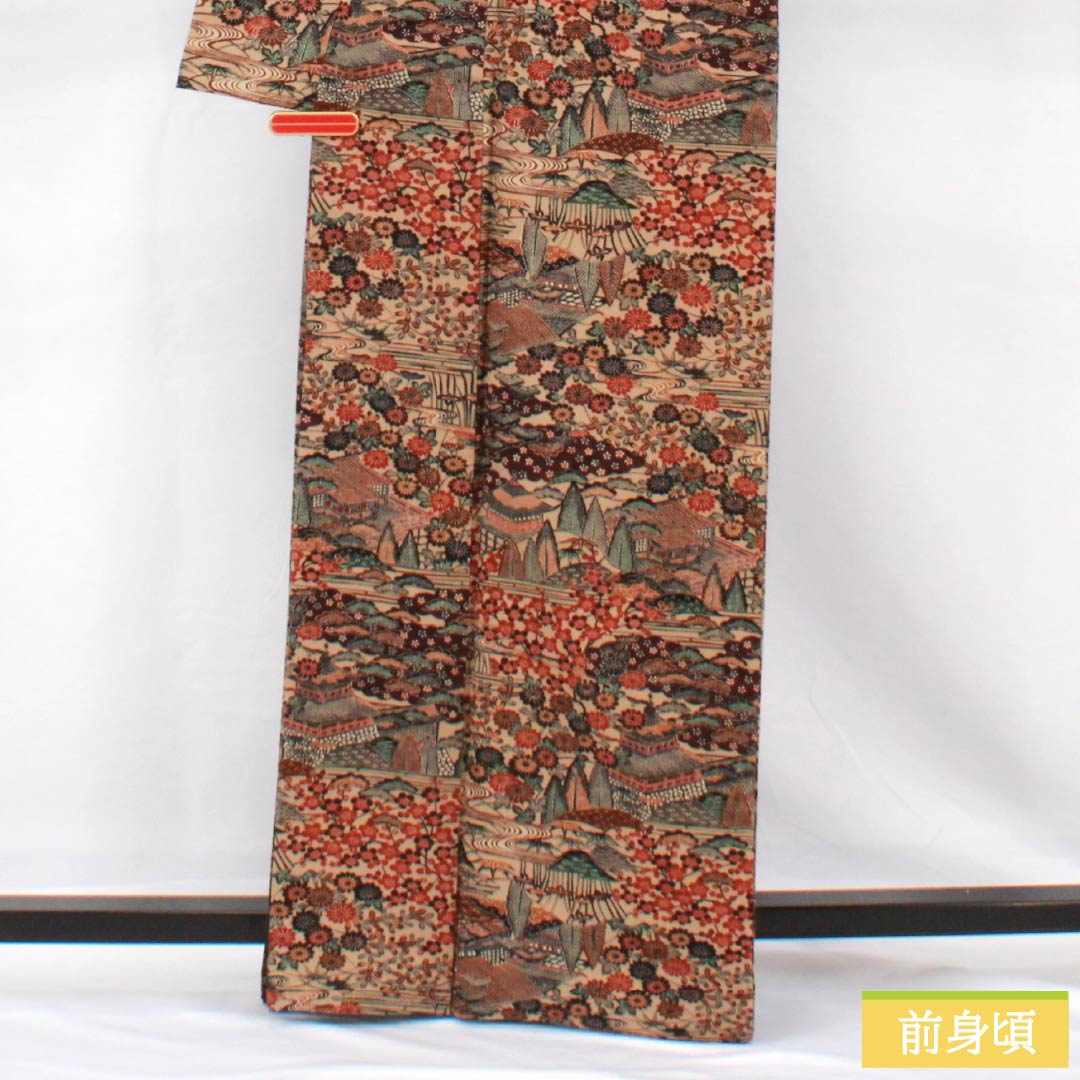 小紋 正絹 身丈165cm 裄丈64.5cm 袷 内記煤竹色(ないきすすたけいろ) 茶屋辻 Aランク 茶系 1115005273514