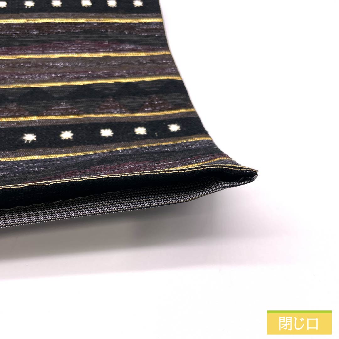 袋帯 正絹 横段 幾何学模様 帯丈444cm Sランク 六通 セミフォーマル グラデーション系 1123014832399