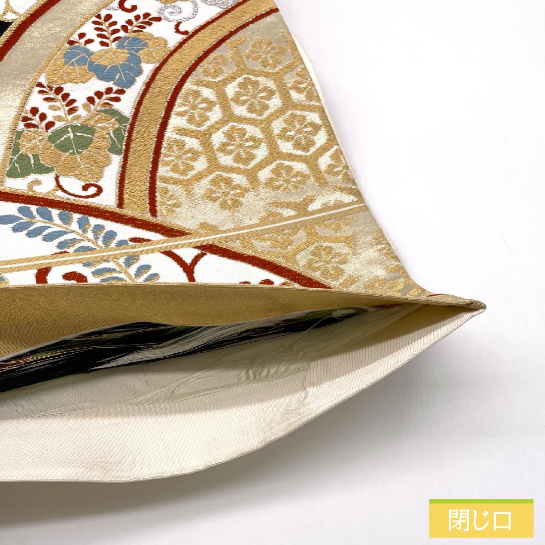 (未仕立)袋帯 正絹 Aランク 亀甲 振袖用 吉祥文様 桐 帯丈420cm 六通 フォーマル 金系 1123014203321