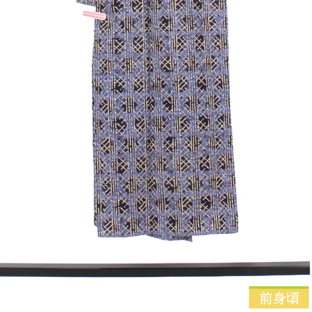 メンズ浴衣 木綿 Sランク 身丈143cm 裄丈70cm 紫黒色(しこくしょく) 抽象模様 単衣 紫系 1138000712420