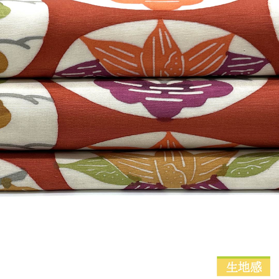 名古屋帯 紅唐色(べにとういろ) 染め帯 丸に松竹梅 帯丈364cm 正絹 Sランク 全通 カジュアル 朱系 1124007302316 名古屋仕立て