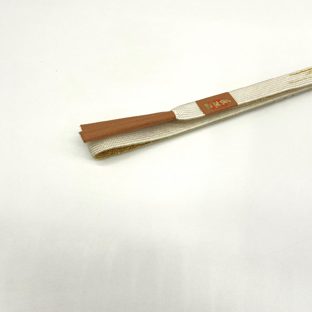 (新古品) 帯締め・帯揚げセット 正絹 NEWランク 胡粉色(ごふんいろ) 留袖用 金彩加工 紗綾形模様 長さ約160cm 幅約1.7cm フォーマル 白系 1141000421311