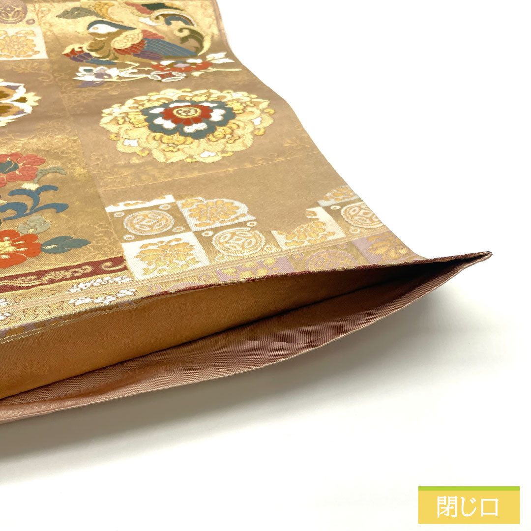 袋帯 正絹 Sランク 西陣織 吉祥文様 帯丈440cm 六通 フォーマル 金系 1123016182321