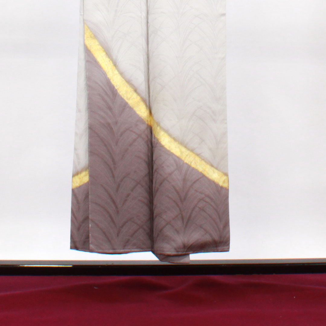 訪問着 正絹 袷 身丈150cm 裄丈62cm 雲井鼠色 大王松 作家物 しつけ糸付き 未使用品 Sランク グレー系 1112002892122