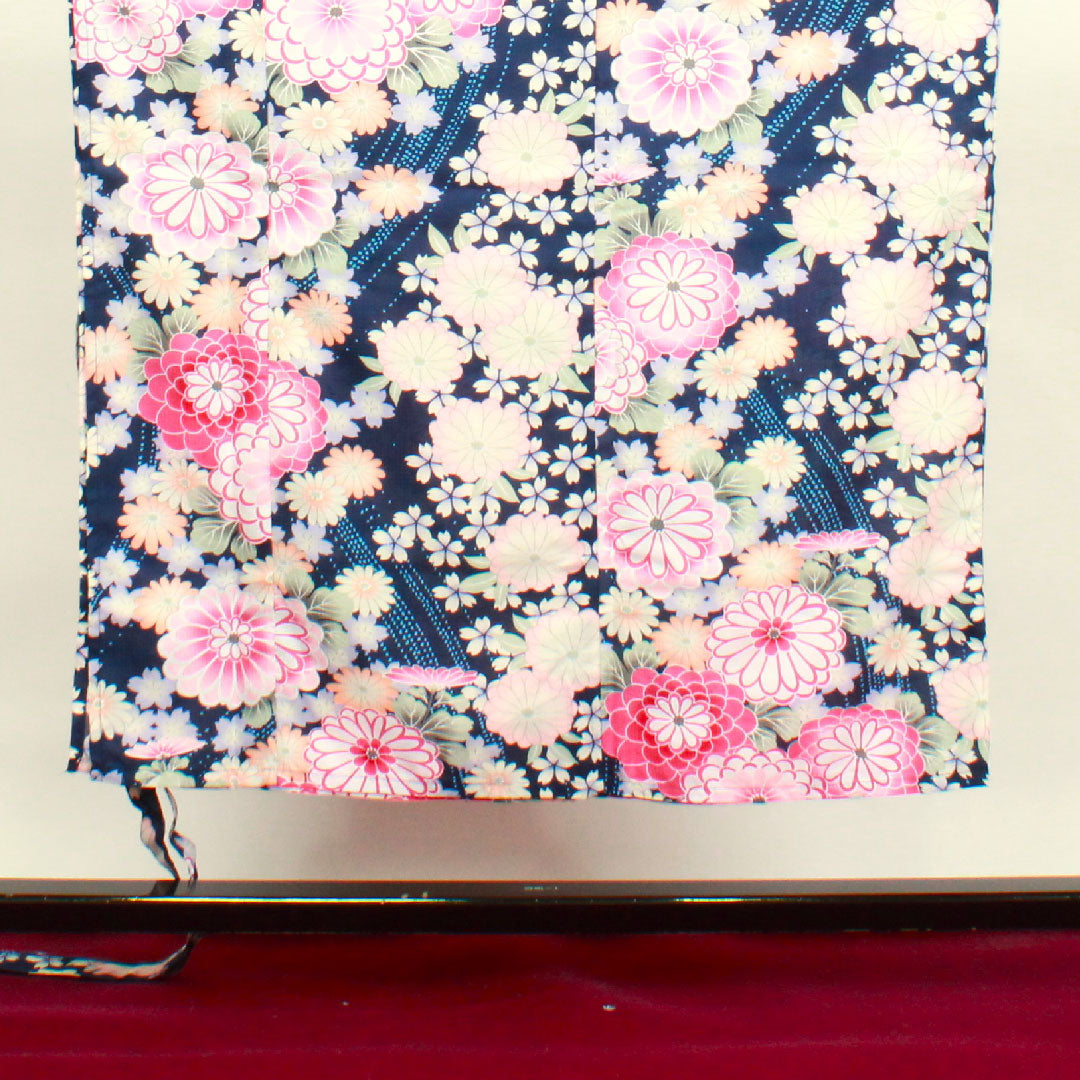 浴衣 濃紺色 二部式 草花模様 木綿 Sランク 単衣 紺系 1118001552118