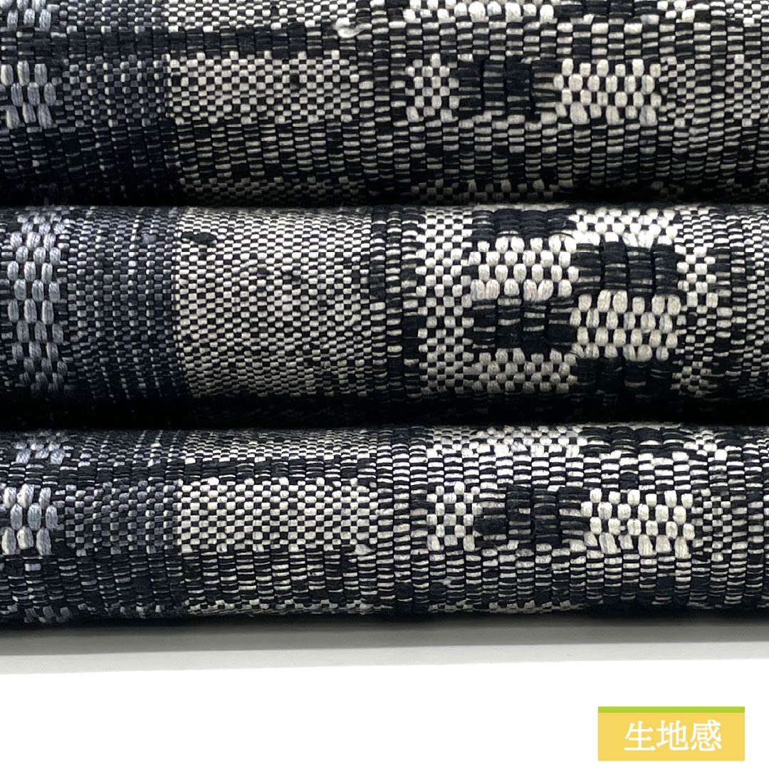 名古屋帯 チェック模様 紬地 帯丈358cm 正絹 Sランク 六通 カジュアル モノトーン 1124007282327 開き仕立て