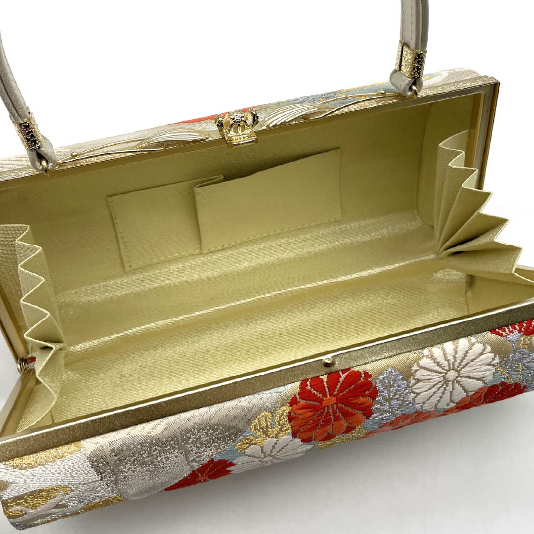 (新古品)草履バッグセット フォーマル Aランク 吉祥文様 帯地 Mサイズ 銀系 1133000453322