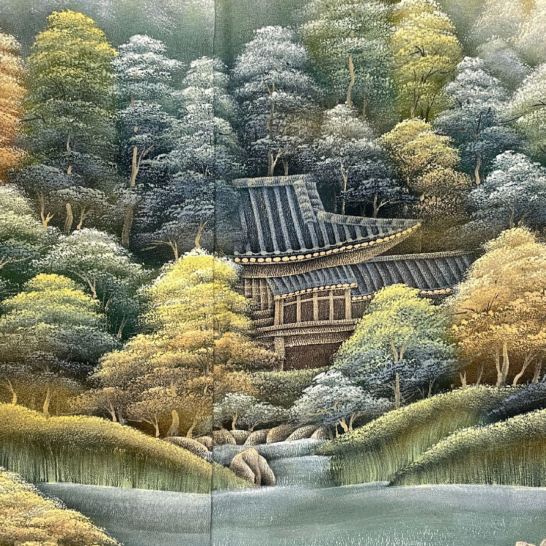 黒留袖 身丈167cm 裄丈68cm 袷 風景画 作家物 正絹 Aランク 五つ紋 黒系 1111000083510