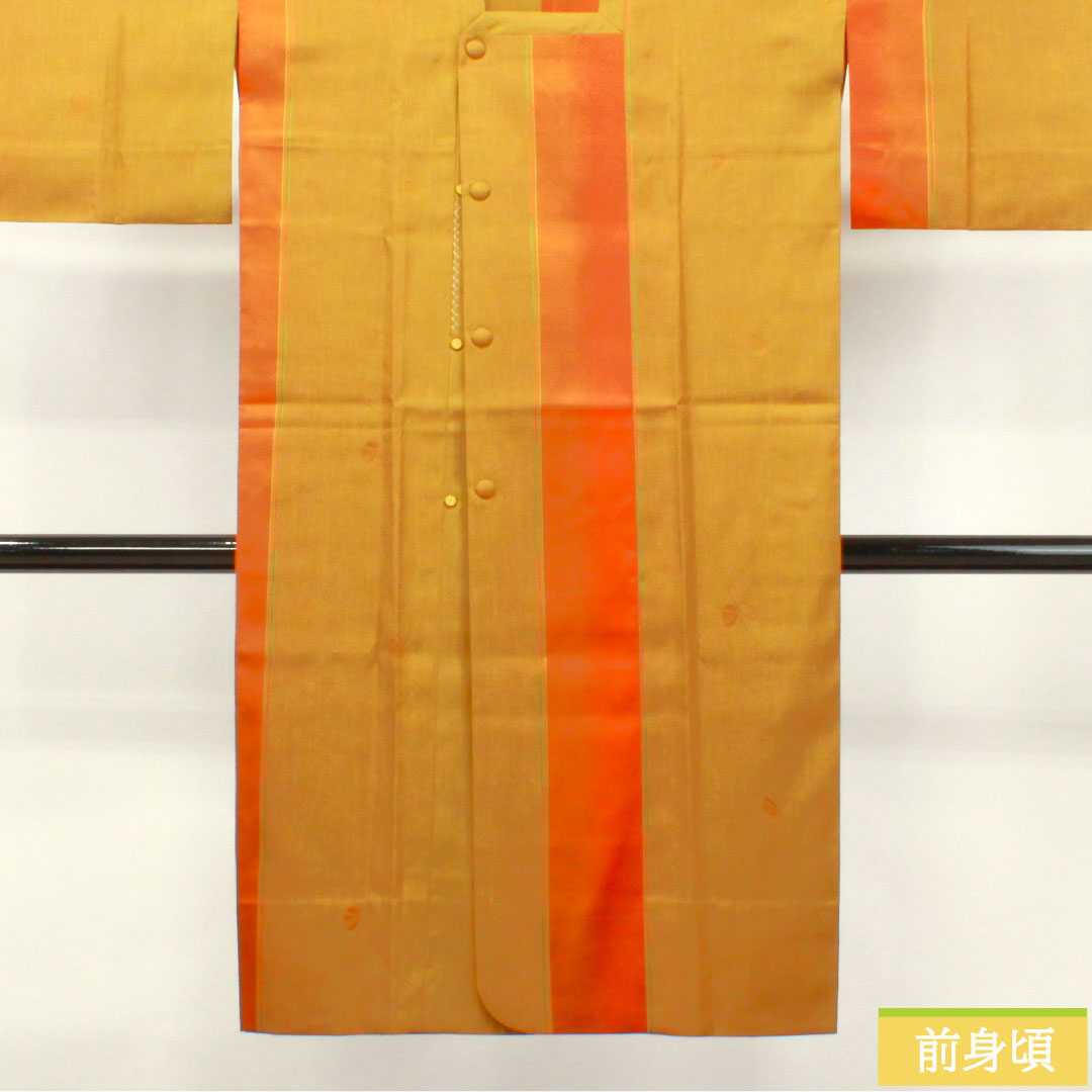 道行コート 正絹 身丈122.5cm 裄丈64cm 唐金色(からかねいろ) 抽象模様 Sランク 単衣 黄系 1117001012923