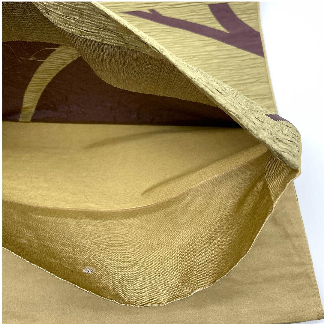 (Unmade) Fukuro Obi (Dried Color) Nuts Abstract Pattern Obi Length 457cm Pure Silk NEW Rank Six-way Casual Beige 1123008461425