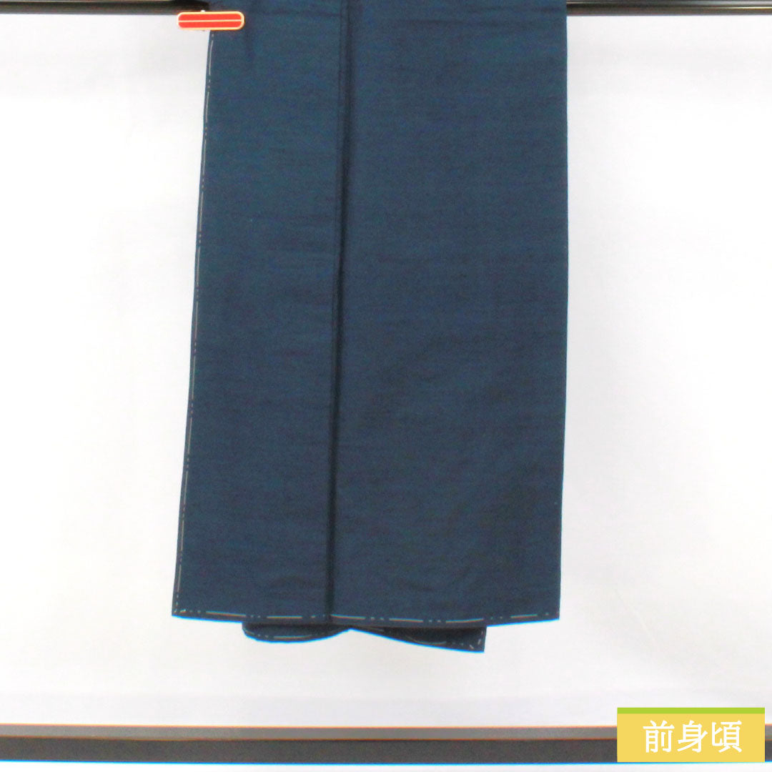 Men's Silk S-Rank Kimono, Length 141.5cm, Sleeve Length 67.5cm, Tsumugi Fabric, Basting Thread Included, Lined, Blue, Item Number 1119001802417