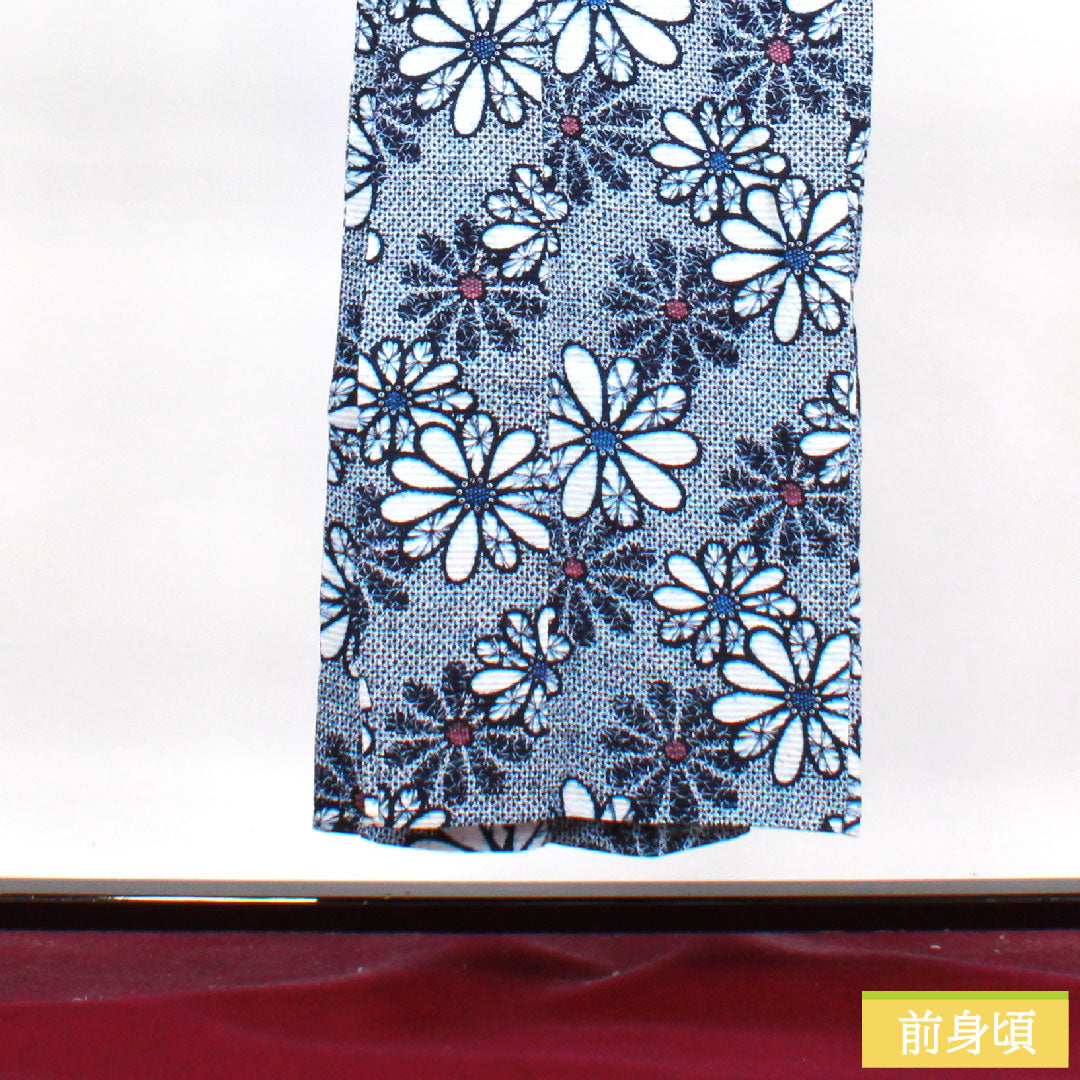 浴衣 木綿 身丈148cm 裄丈63.5cm Sランク 単衣 紺系 濃紺色(のうこんいろ) リップル 菊 1118004572118