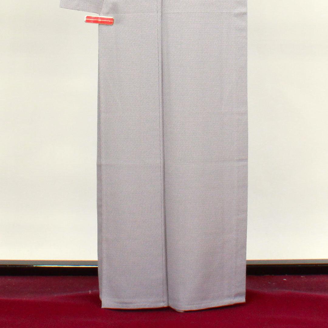 夏物 正絹 小紋 身丈163cm 裄丈66.5cm 白梅色(しらうめいろ) 五嶋紐監修 絽ちりめん 鱗 絽 Sランク 紫系 1132000512420