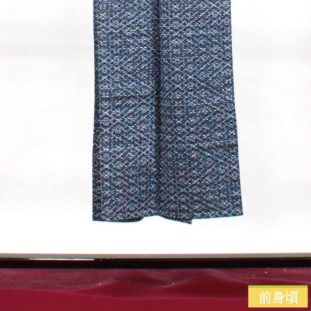 浴衣 木綿 身丈142.5cm 裄丈63cm Aランク 単衣 紺系 濃紺色(のうこんいろ) 男物 幾何学模様 1118004973418