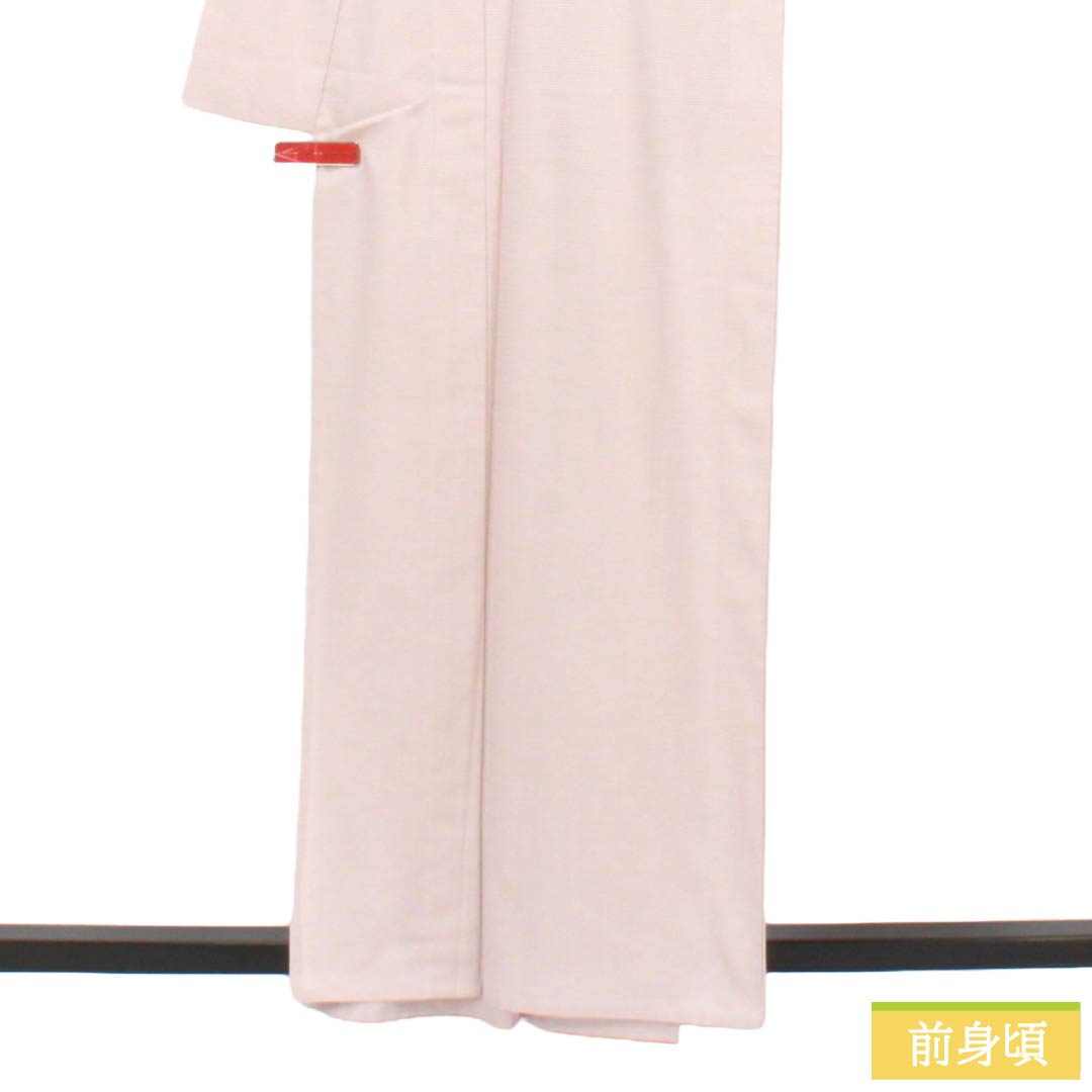夏物 ポリエステル 色無地 Sランク 身丈159cm 裄丈63.5cm 蒼白色(そうはくしょく) 洗える着物 素無地 絽 ピンク系 1132004072313