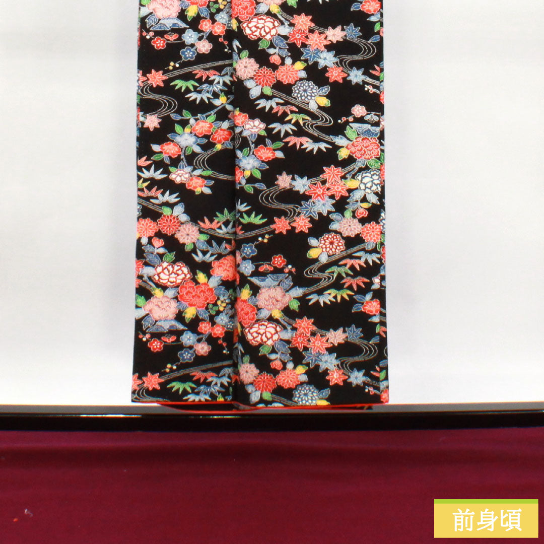 Komon, pure silk, length 152cm, sleeve length 63.5cm, lined, stencil-dyed, auspicious motif, S rank, black, 1115004132210